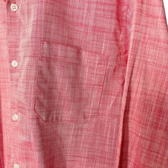 Mens Dres Button Down Shirt Slim Fit Cross Hatch Size XL 42 Light Red u - Picture 3 of 9